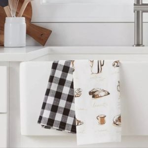 FARMHOUSE CAFE Cotton Printed Coffee Themed Kitchen Towels BNWT SO